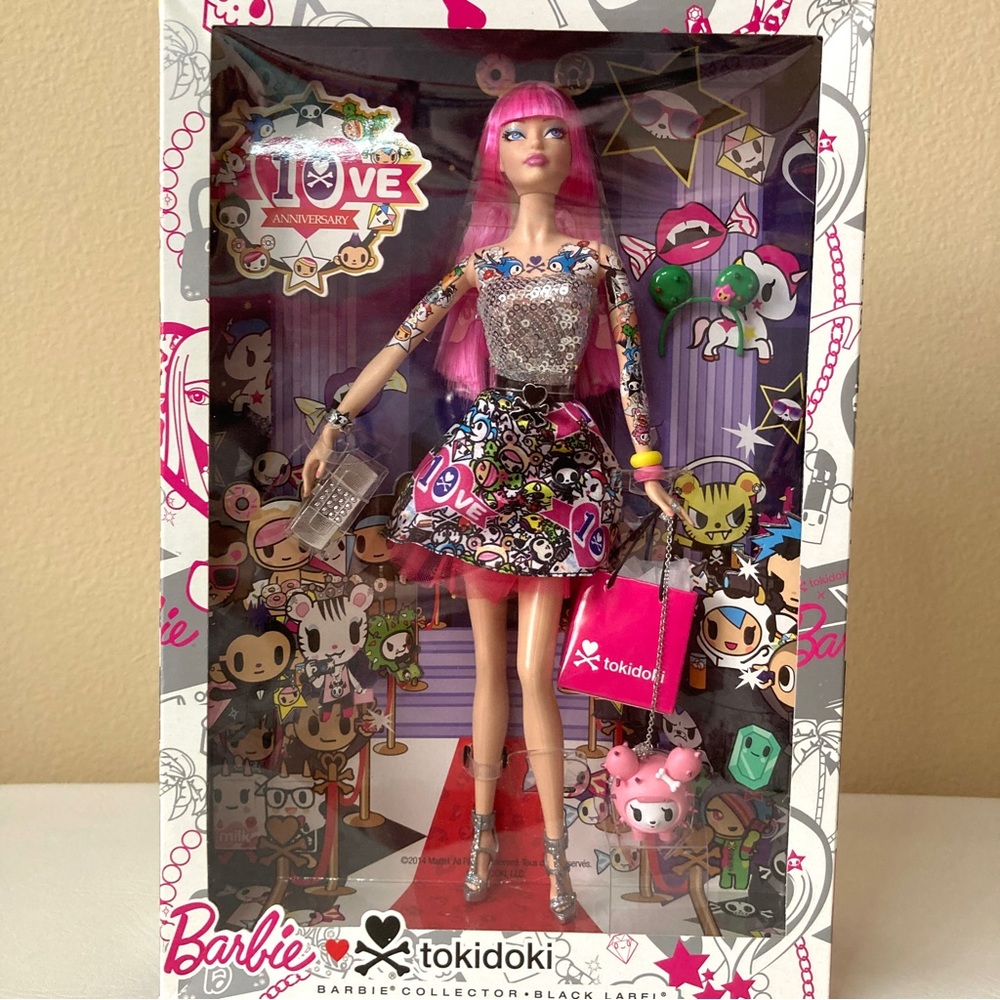 NEW Tokidoki Barbie 10th Anniversary Doll Black Label 2014 Pink Hair Tattoos